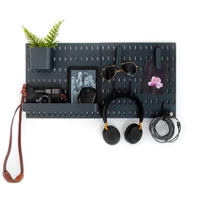 Abbildung von L&#039;essentiel Home and Office Wall Organiser Pegboard Complete Set White or Black (Black, 2 Panels Set)