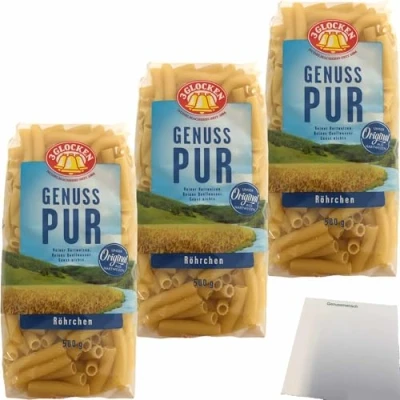 Abbildung von usy Bundle für 3 Glocken Nudeln Genuss Pur Röhrchen 3er Pack (3x500g Packung) + Block