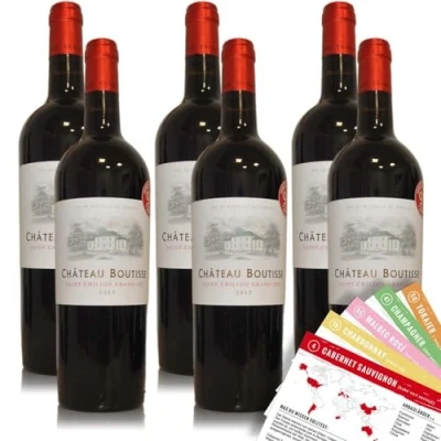 Abbildung von Chateau Boutisse Saint Emilion Grand Cru, trocken, sortenreines Weinpaket + VINOX Winecards (6x0,75l)