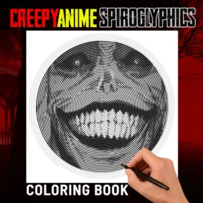 Abbildung von Creepy Anime Spiroglyphics Coloring Book: 30 Funny Spiral Pages Of Lots Spooky Characters Great Halloween Picture Book For Teens And Adults