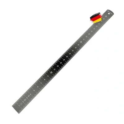 Abbildung von BAUHELD® Metall Lineal 300mm [EG 1] Maßstab mit Messskala in INCH und cm [Made Germany] Robustes Anreiß aus eloxiertem Aluminium 30 praktischer Aufhängelochung Schwarz