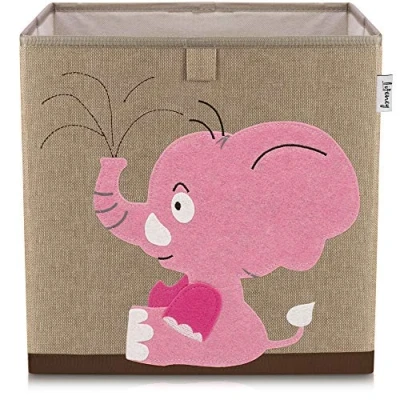 Abbildung von LIFENEY Aufbewahrungsbox Kinder mit Elefant Motiv I Spielzeugbox Tiermotiv passend für Würfelregale Ordnungsbox das Kinderzimmer Aufbewahrungskorb
