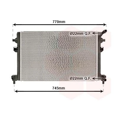 Abbildung von VAN WEZEL 03012707 Kühler, Motorkühlung Aluminium 620 410 25 VOLKSWAGEN: Golf 7 Schrägheck, Variant, Passat B8 AUDI: A3 Limousine