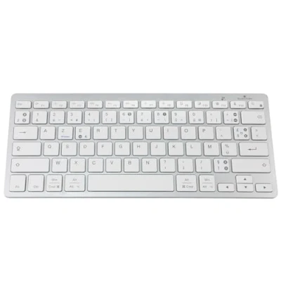 Abbildung von Bluestork Kabellose Bluetooth Tastatur für PC, kompatibel mit Windows 11, 10, 8 und Mac OS Mini PC/Mac Französisch AZERTY, kompakt, ultradünn, leicht, leise Neu 2024 (weiß)