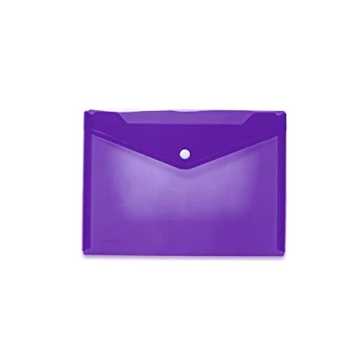 Abbildung von HERMA 20061 Dokumententasche A5 transparent violett lila, kleiner Sichttaschen Umschlag mit Druckknopf, Briefumschlag aus Plastik für Schule, Uni, Büro, Reise