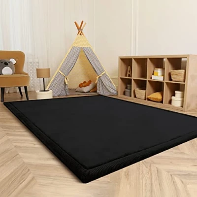 Abbildung von Paco Home Teppich Kinderzimmer Kinderteppich Baby Spielteppich Krabbeldecke Krabbelmatte Weich rutschfest Jungen Mädchen Deko, Grösse:200x280 cm, Farbe:Schwarz