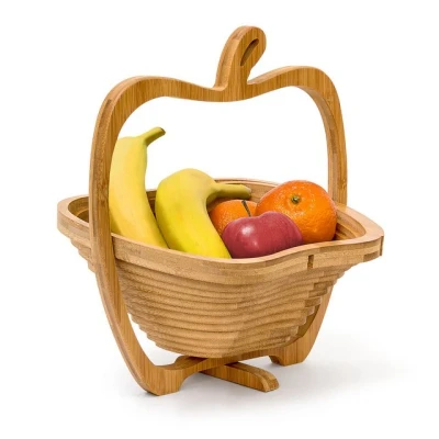 Abbildung von relaxdays Obstschale Faltkorb Apfel aus Bambus, Bambus
