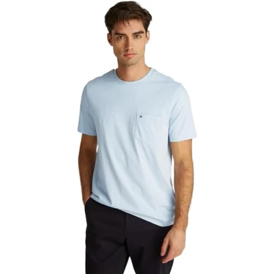 Abbildung von Tommy Hilfiger Essential Solid Pocket TEE Tshirt basic, Herren, Größe: 3XL, Breezy blue