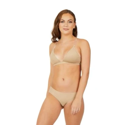 Abbildung von Capezio Damen Deep Neck Clear Back Bra Sport BH, Beige, Medium