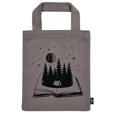 Abbildung von moses. Büchertasche Phantasiereise, Kleine Tragetasche aus 100% Baumwolle, Für Vielleser das perfekte Geschenk zum Buch, Grau