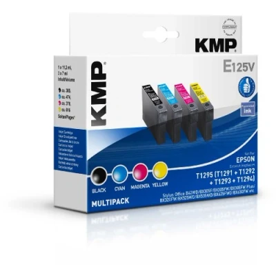 Abbildung von KMP Druckerpatronen E125V schwarz, cyan, magenta, gelb kompatibel zu EPSON T1295L, 4er Set