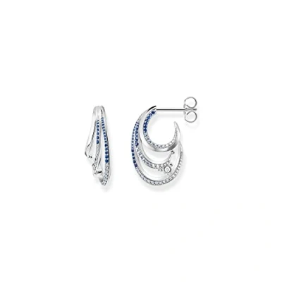 Abbildung von Thomas Sabo Damen Ohrstecker Welle in der Farbe Silber aus 925 Sterlingsilber mit Zirkonia, Größe: 32x18mm, H2230 644 1