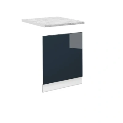 Abbildung von Vicco Frontblende Fame Line, Dunkelblau Hochglanz/Anthrazit, 60 cm, AP Marmor