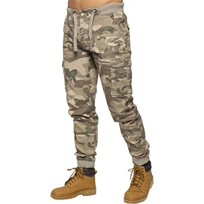 Abbildung von Enzo Herren Militär Jogginghose Camouflage Cargo Camo Arbeitshose Gr. Bundweite: 97 cm, beinlänge: 81 cm (38 W / 32 L), beige