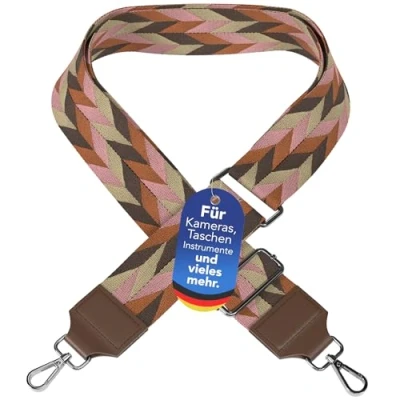 Abbildung von EAZY CASE Schulterriemen Schultergurte für Taschen gemustert Breite Gürteltasche Kordel Riemchen Taschenband Umhängetasche Braun