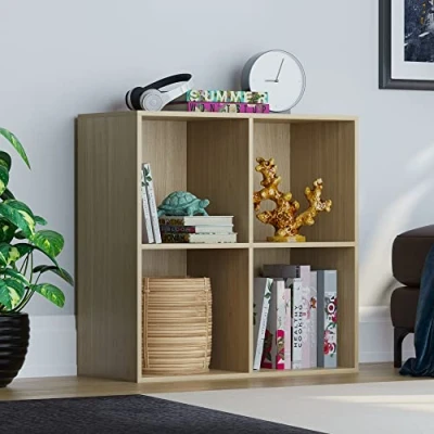 Abbildung von Vida Designs Durham Cube Bücherregal Aufbewahrung Organizer Wohnzimmer Home Office Möbel (4 Würfel, Eiche)
