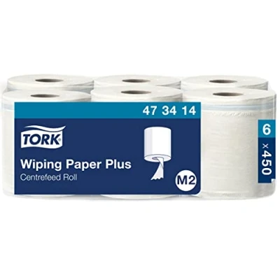 Abbildung von Tork 473414 Mehrzweck Papierwischtücher für das M2 Innenabrollungspendersystem / 2 lagiges stabiles Papier in Weiß 6 x 150.8 Meter
