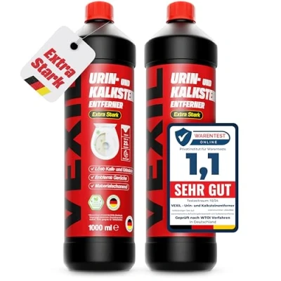 Abbildung von VEXIL® Urinsteinentferner EXTRA STARK 2x 1000 ml entfernt mühelos hartnäckigen Urin &amp; Kalkstein Profi WC Reiniger biologisch abbaubar Urinsteinlöser Made in Germany