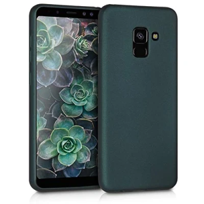 Abbildung von kwmobile Case kompatibel mit Samsung Galaxy A8 (2018) Hülle Schutzhülle aus Silikon metallisch schimmernd Handyhülle Metallic Petrol