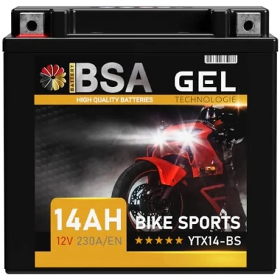 Abbildung von BSA YTX14 BS GEL Motorradbatterie 12V 14Ah 230A/EN Batterie doppelte Lebensdauer entspricht 51214 4 CTX14 GTX14 vorgeladen auslaufsicher wartungsfrei