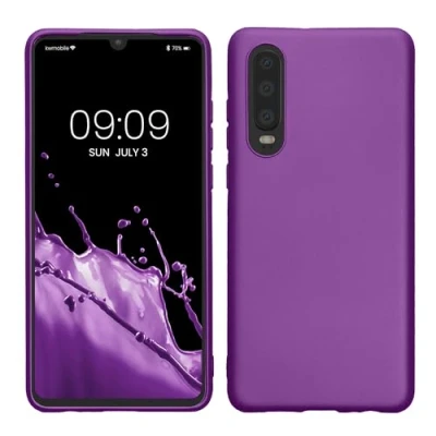 Abbildung von kwmobile Case kompatibel mit Huawei P30 Hülle Schutzhülle aus Silikon metallisch schimmernd Handyhülle Metallic Violett