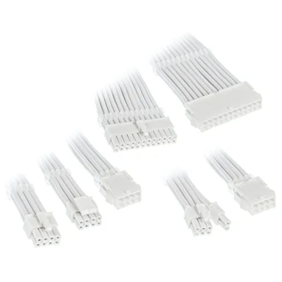 Abbildung von KOLINK Sechs Kabelverlängerungssätze Sleeved Cable Kit Enthält 24 polige 4+4 8 und 6+2 Pc Kabel PCIe Funktioniert mit 5.0 (Weiß)