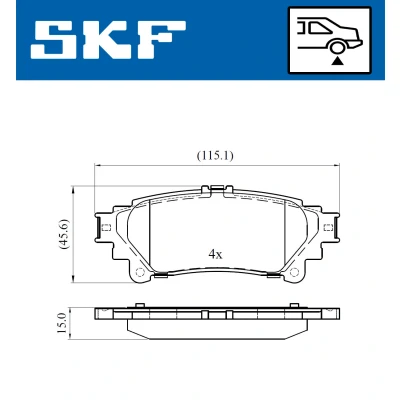 Abbildung von SKF VKBP 90604 Bremsbelagsatz nicht für Verschleißwarnanzeiger vorbereitet