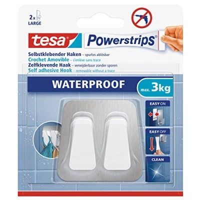 Abbildung von 6 x Tesa Doppelhaken Powerstrips Edelstahl/Kunststoff Tragfähigkeit 2k