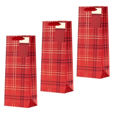 Abbildung von Hallmark Weihnachts Flaschentasche, 3 Beutel in 1 traditionellem Tartan Design, 25575690