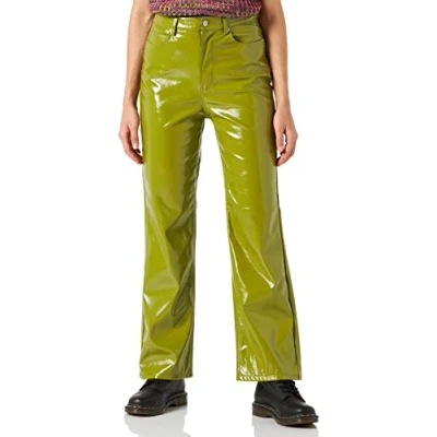 Abbildung von JACK&amp;JONES Women&#039;s JXKENYA HW STRA Faux Leat Pant NOOS Hose, Woodbine/Detail:Shiny, M