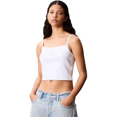 Abbildung von Calvin Klein Jeans Woven Label Top, Damen, Größe: 3XS, Brilliant white