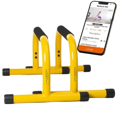 Abbildung von Lebert Fitness Parallettes Gelb Calisthenics Equipment ✓ Dip Station Push Up Ständer Körpergewichtsausrüstung Dipstangen für intensiven Gebrauch