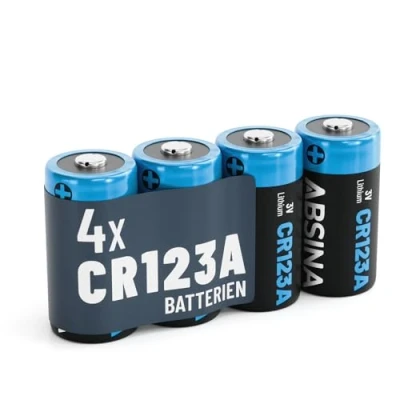 Abbildung von ABSINA 4X CR123A 3V Lithium Batterie für Kamera, Fotoapparat &amp; vieles mehr auslaufsicher mit Langer Haltbarkeit CR123 1300mAh Batterien, Batteries