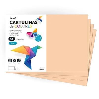 Abbildung von cartulina de Colores, A3, Folios colores 180gr, Bloc intensos, Ideal para Manualidades, Imprimir tus Documentos y Diseños Creativos · m office (50 Hojas, Vainilla)