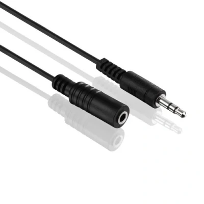Abbildung von HDSupply AC015 015 Audio Stereo Verlängerungskabel 3,5mm Stecker auf Buchse, Ultra Slim Design, 1,50m, schwarz