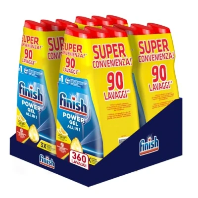 Abbildung von Finish Powergel Geschirrspülmittel, flüssig, multifunktional, fettlösend, Zitrone, mehrfarbig, 600 ml, 12 Stück