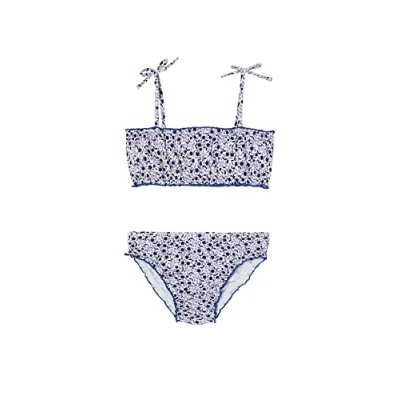Abbildung von VERTBAUDET Zweiteiliger Badeanzug mit Blumenmuster für Mädchen, blau, 12 Jahre