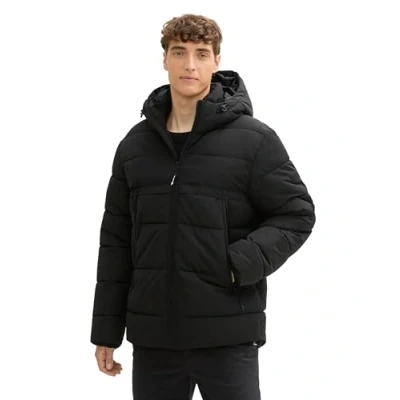 Abbildung von TOM TAILOR Denim Herren Puffer Winterjacke mit Abnehmbarer Kapuze, 29999 Black, XXL