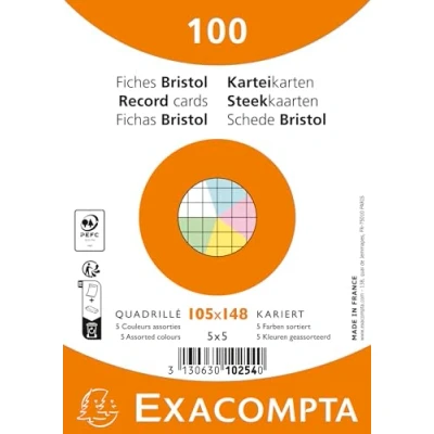 Abbildung von Exacompta Karteikarte 10254E A6 kariert sortiert 100 Stück