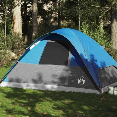 Abbildung von vidaXL Kuppel Familienzelt 6 Personen Blau Wasserdicht, Campingzelt, Gartenzelt, Wanderzelt, Zelt, wasserdichtes tragbares Outdoor Zelt