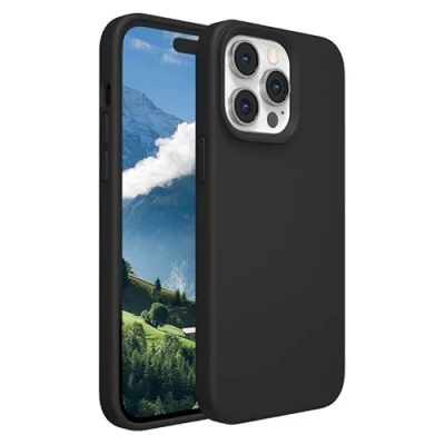 Abbildung von JT Berlin Steglitz Liquid Silikon dünne Schutzhülle kompatibel mit Apple iPhone 15 Pro Hülle [Wireless Charging/magnetisches Aufladen kompatibel, Weiches Microfaser Innenfutter] schwarz