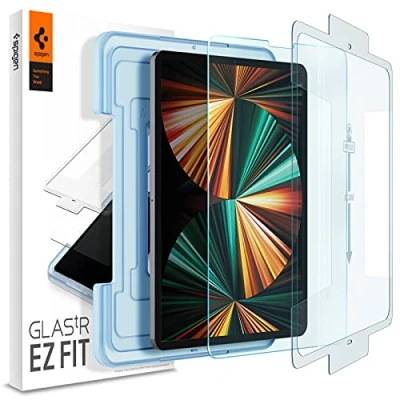 Abbildung von Spigen Glas.tR EZ Fit Schutzfolie kompatibel mit iPad Pro 12.9 Zoll M2 (2022), (2021/2020/2018), Kratzfest, 9H Härte Folie