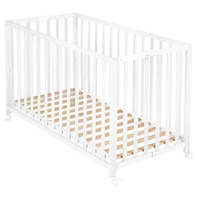 Abbildung von roba® Kinderbett Fold Up, Platzsparendes Gitterbett, höhenverstellbar inkl. Rollen
