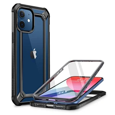 Abbildung von SUPCASE Transparent Hülle für iPhone 12 mini (5.4&quot;) Handyhülle 360 Grad Case Bumper Schutzhülle Cover [EXO Pro] mit Displayschutz 2020, Schwarz