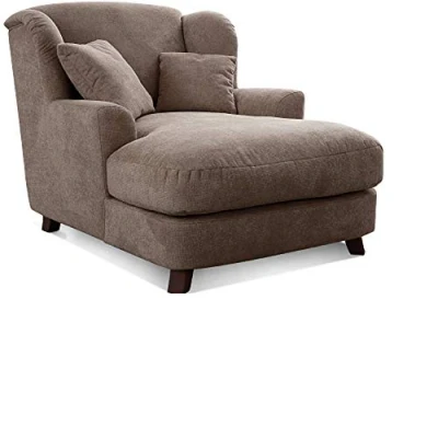 Abbildung von Cavadore XXL Sessel Assado / großer Polstersessel mit Holzfüßen und Sitzfläche Inkl. 2 Zierkissen 109 x 104 145 Webstoff Hellbraun (Taupe)