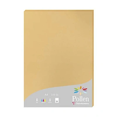 Abbildung von Clairefontaine 24279C Packung mit 25 Karten Pollen 210g, DIN A4, 21 x 29,7cm, Karamel