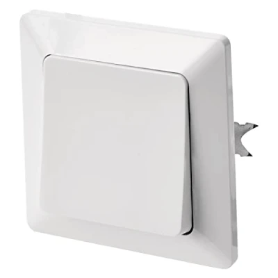 Abbildung von EMOS Wechselschalter in Weiss (Glanz), Lichtschalter mit einer Wippe, 250 V /10 AX, Kunststoff, ohne Unterputzdose, Schutzklasse IP20 für Innen, 8 x 5 cm
