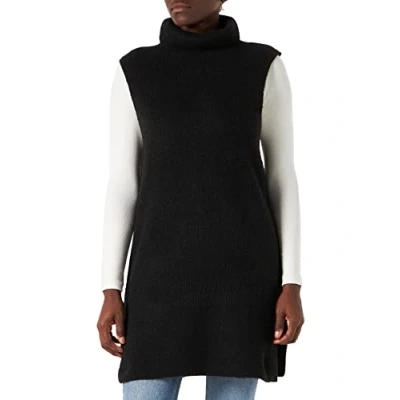 Abbildung von PIECES Damen Pcellen Rollneck Long Knit Vest Noos Bc, Schwarz, S