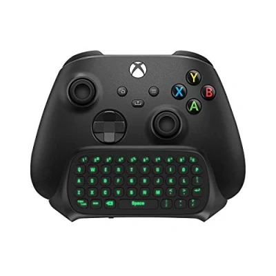Abbildung von TiMOVO Tastatur Kompatibel mit Windows 10/Xbox Series XS/Xbox One, 2.4G Empfänger Wireless Chatpad Message Mini Grün Licht &amp; Headset und Audio Jack für Xbox one S/Xbox Elite, Schwarz