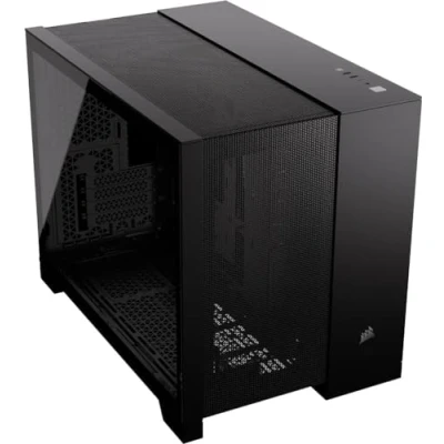 Abbildung von CORSAIR 2500D Airflow mATX PC Gehäuse Ohne Lüfter Zweikammer Design Große Kühlungsflexibilität Reverse Connection Motherboard Kompatibel Schwarz